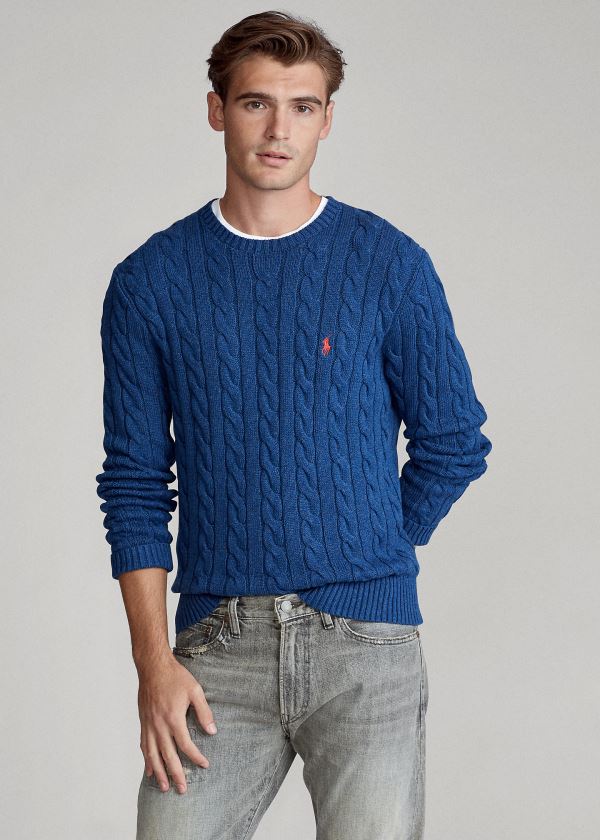 Polo Ralph Lauren Cable-Knit Cotton Striktrøje Herre Danmark (YXDLA4873)